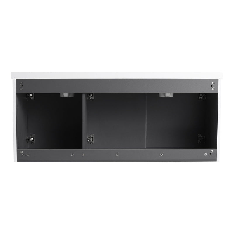 Contemporary Wall Mounted Bathroom Vanity With Resin Double Sink