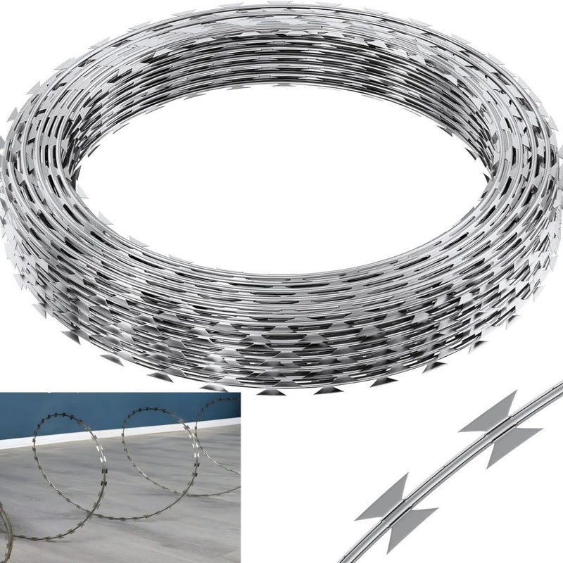Galvanized Barbed Wire Fence Roll, Security Fencing With Sharp Razor Edges