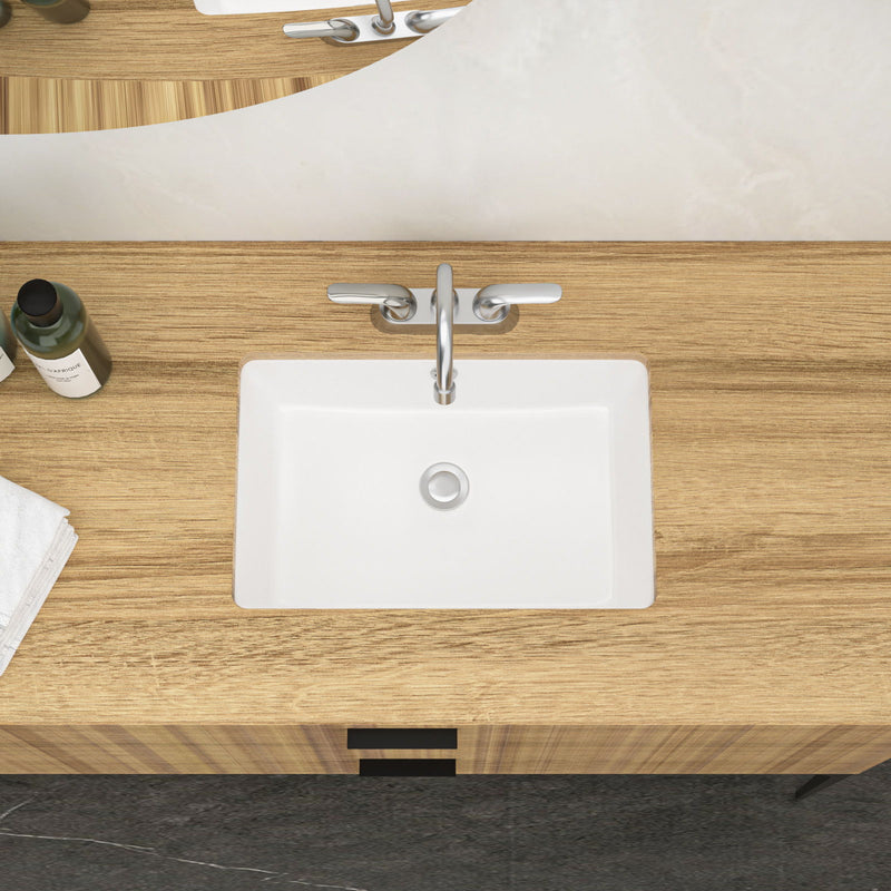Modern Ceramic Rectangular Undermount Bathroom Sink With Overflow