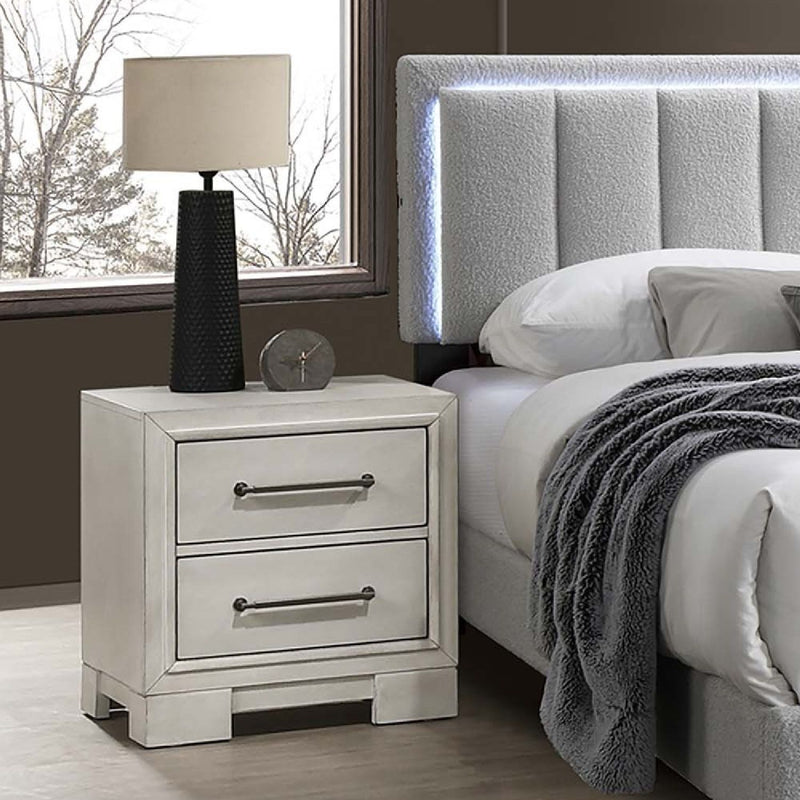 Bed Set With Storage Drawers, Open Shelves, And Built In LED Lighting