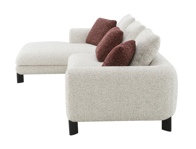 Mardi - Tweed Sectional Sofa With 3 Pillows - Maroon / Beige