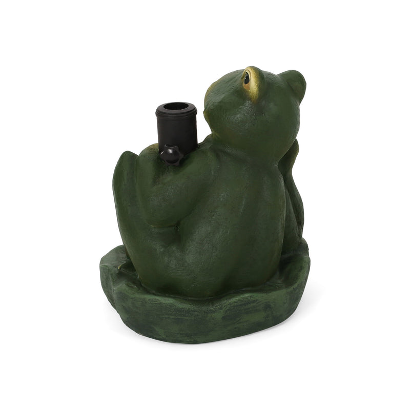 Charming Frog Prince Umbrella Base With Concrete Design - Green