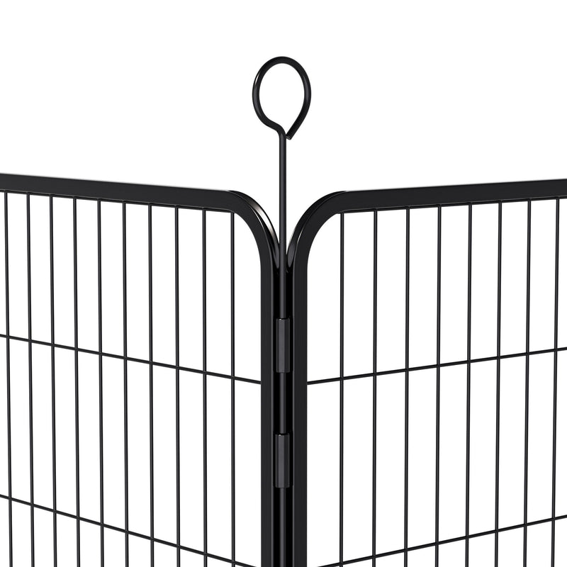 Dog Playpen, 16 Panels Pet Exercise Pen Indoor / Outdoor Fence With Anti Skid Base - Black