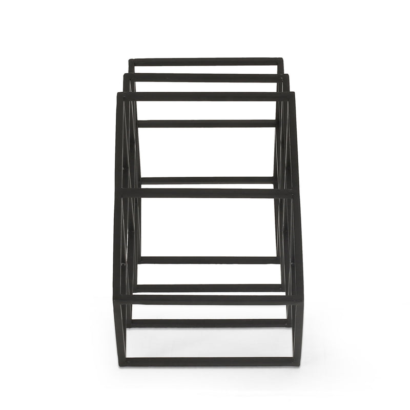 Modern Industrial Tabletop Wine Rack With 7 Bottle Holders - Black