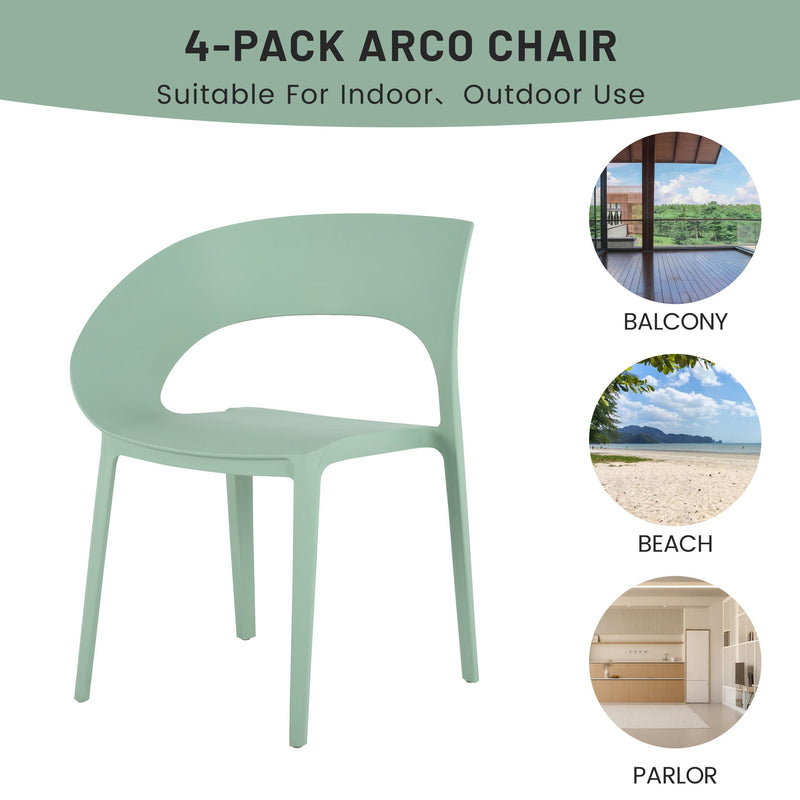 4 Piece Set Of Modern Designed Single Chairs With Long Table