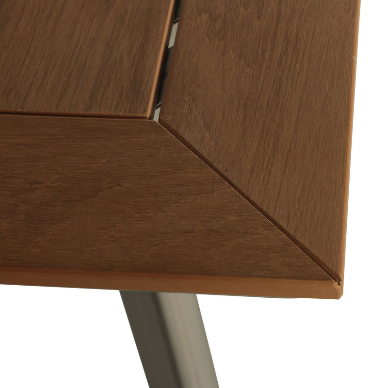 Outdoor Dining Table With Eucalyptus Wood Topped - Silver