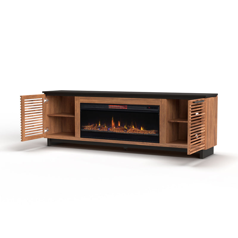 Graceland - Fireplace TV Stand Console For TVs Up To 100" - Black / Bourbon