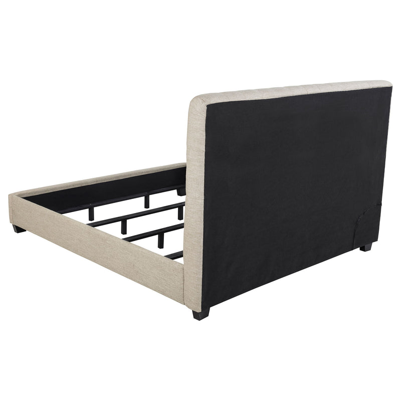 Copper - Eastern King Panel Bed With Tufted Design - Oatmeal