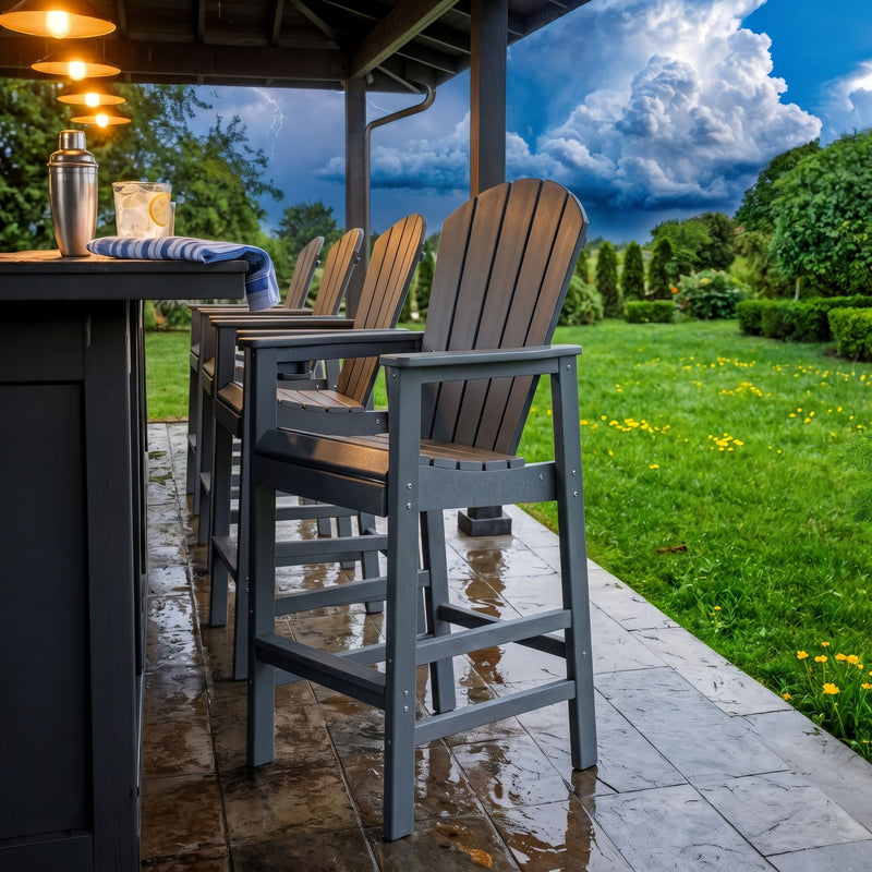 Bar Height Adirondack Chair With Cup Holder And Armrests