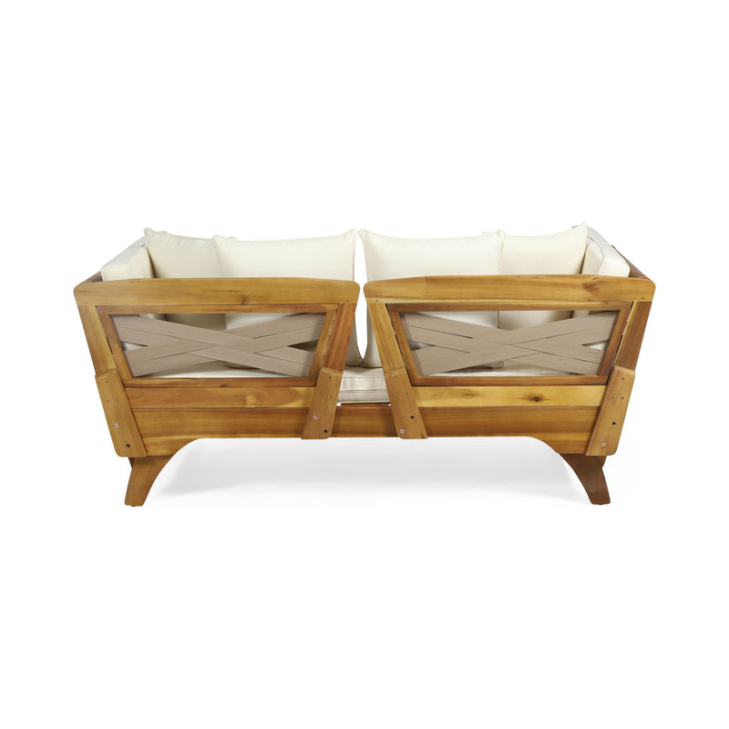 Outdoor Acacia Wood Expandable Daybed With Cushions