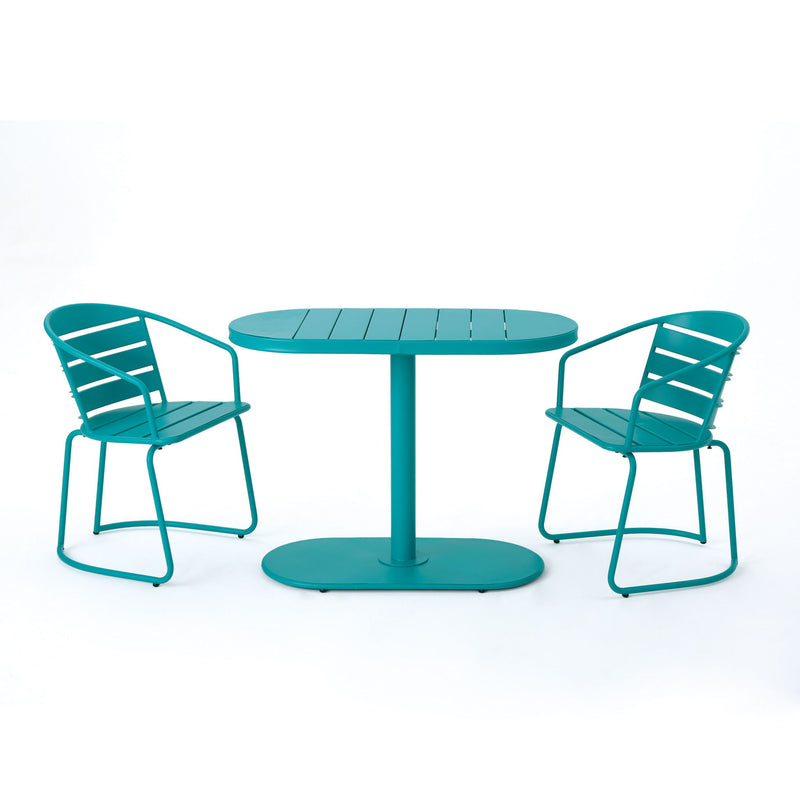 3 Piece Elegant Outdoor Bistro Set With 2 Chairs And Oval Table