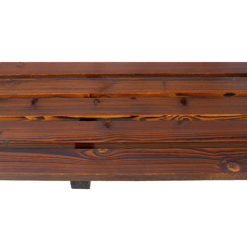 Rustic Country 2 Person Wooden Wagon Wheel Bench With Slatted Seat And Backrest - Brown