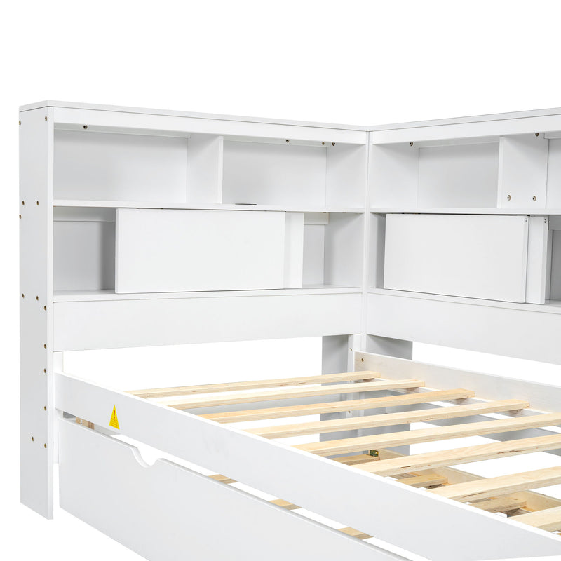 Daybed With Storage Shelves, USB Charging, And Trundle Bed