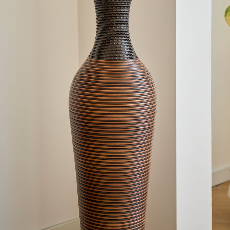 Tall Standing Designer Floor Vases With Elegant 2 Tone Finishes Ideal For Decorating Living Rooms, Bedrooms, Entryways Perfect For Decorating Your Home - Black / Gray