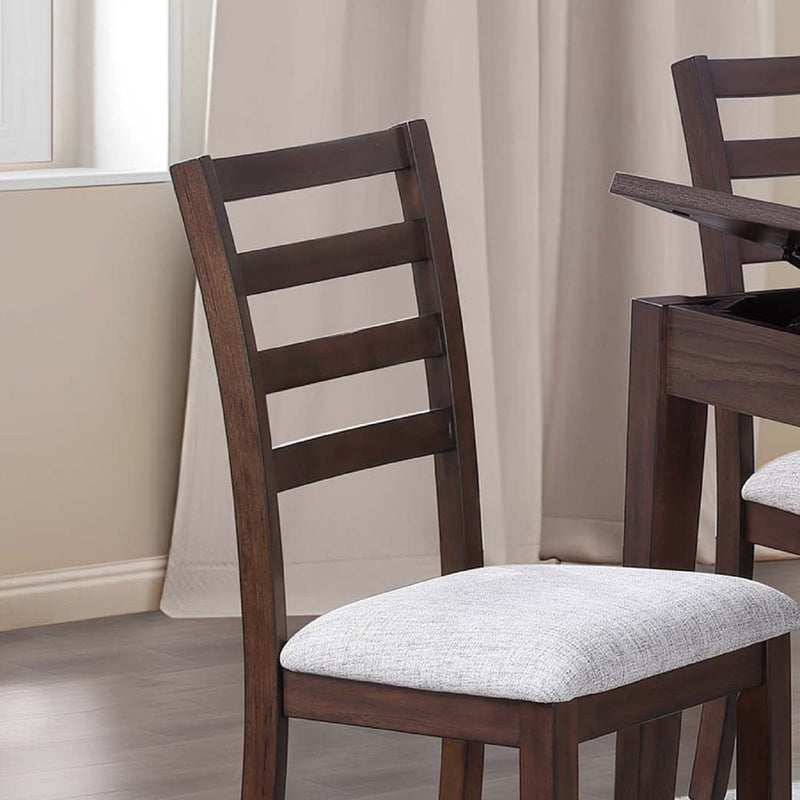 6 Piece Dining Set Table With Storage Ladder Back Chairs And Bench - Walnut