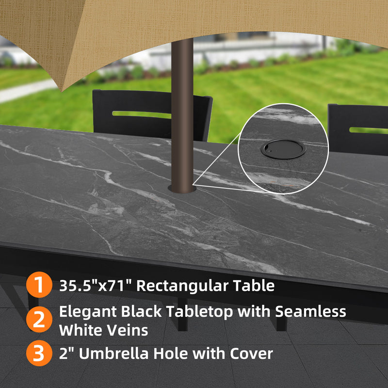 Outdoor Modern Patio Dining Table, Post Tapered Legs, Weatherproof & Rust Free