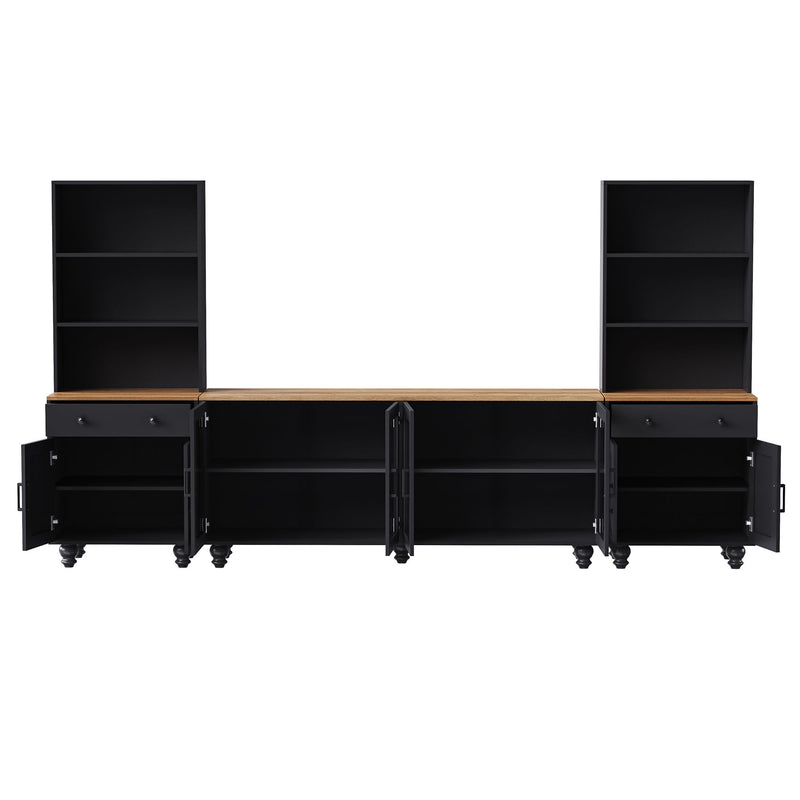 Farmhouse TV Stand With Solid Wood Gourd Shaped Legs For TVs Up To 70"