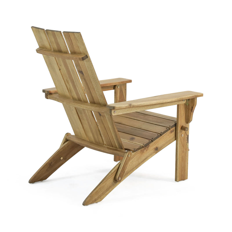 Outdoor Foldable Adirondack Chair With Slat Back - Natural