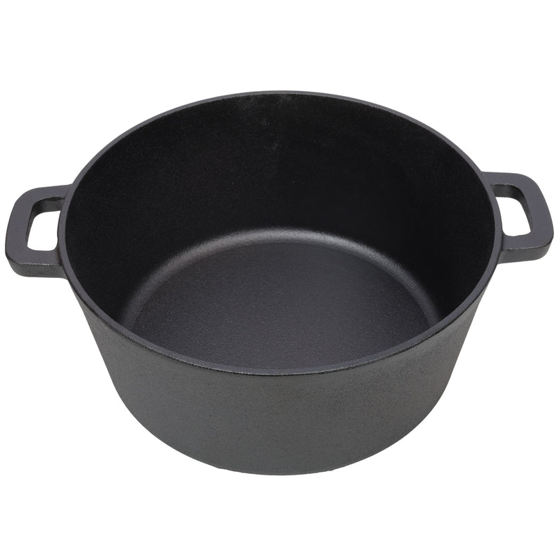 Pre-Seasoned 3 In 1 Cast Dutch Oven With Skillet Lid, 5 Quart - Black