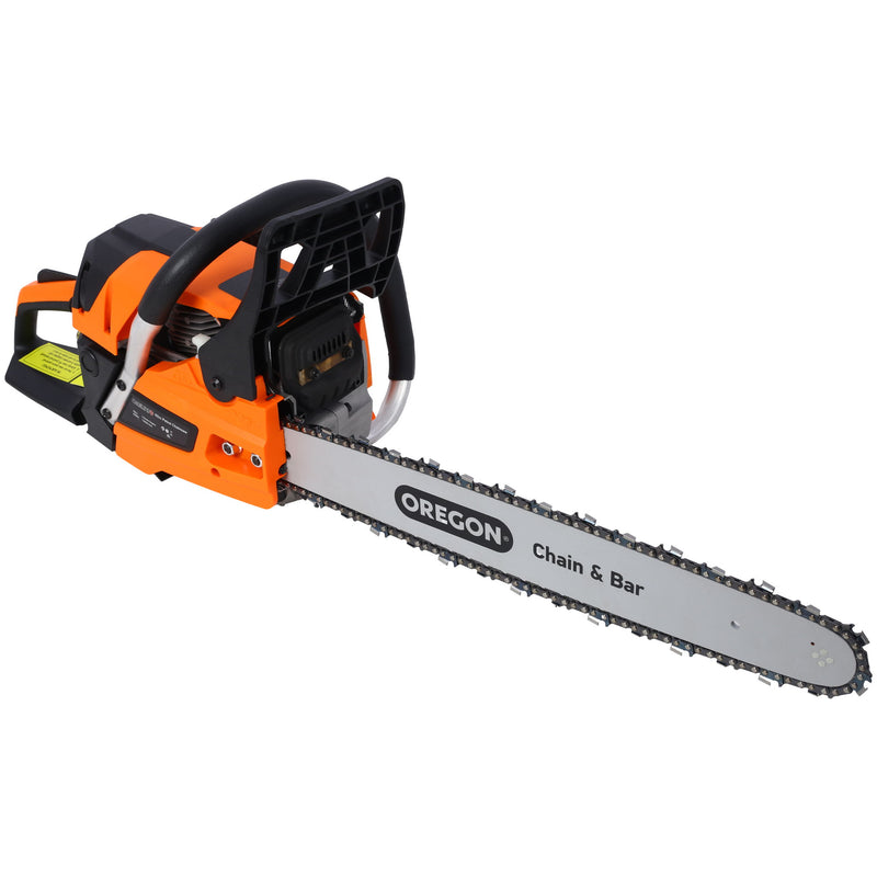 62Cc Gas Powered Chainsaw With 20" Oregon Chain & Bar 2 Cycle Petrol Handheld Cordless Design Epa Compliant - Orange