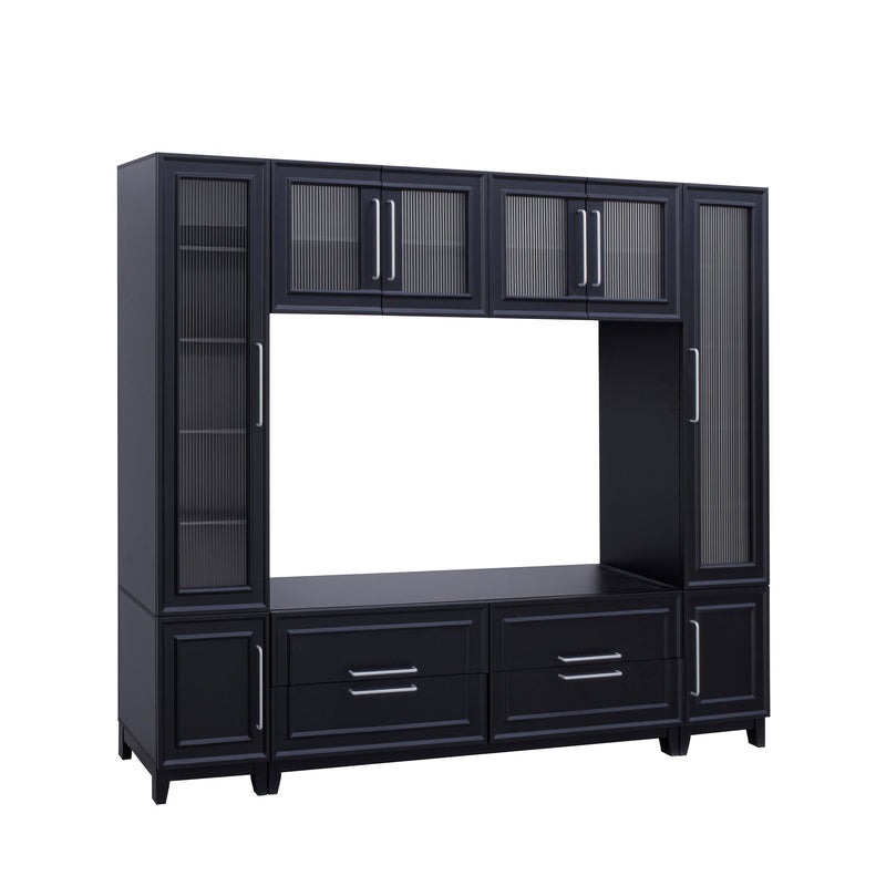 Wall Unit Modern Entertainment Center With Glass Doors
