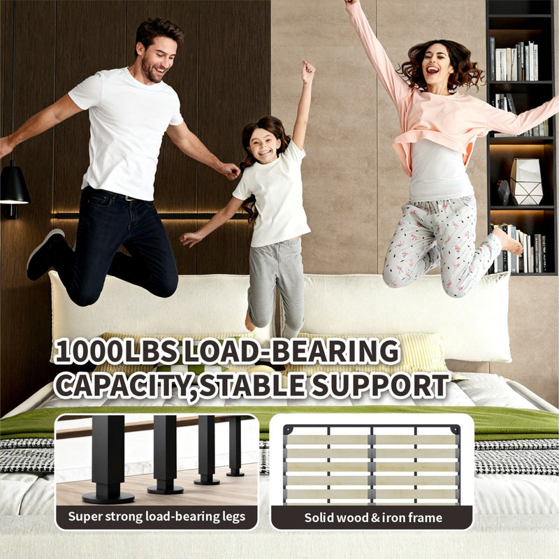 Cloud Bed Frame With Oversized Padded Movable Headboard
