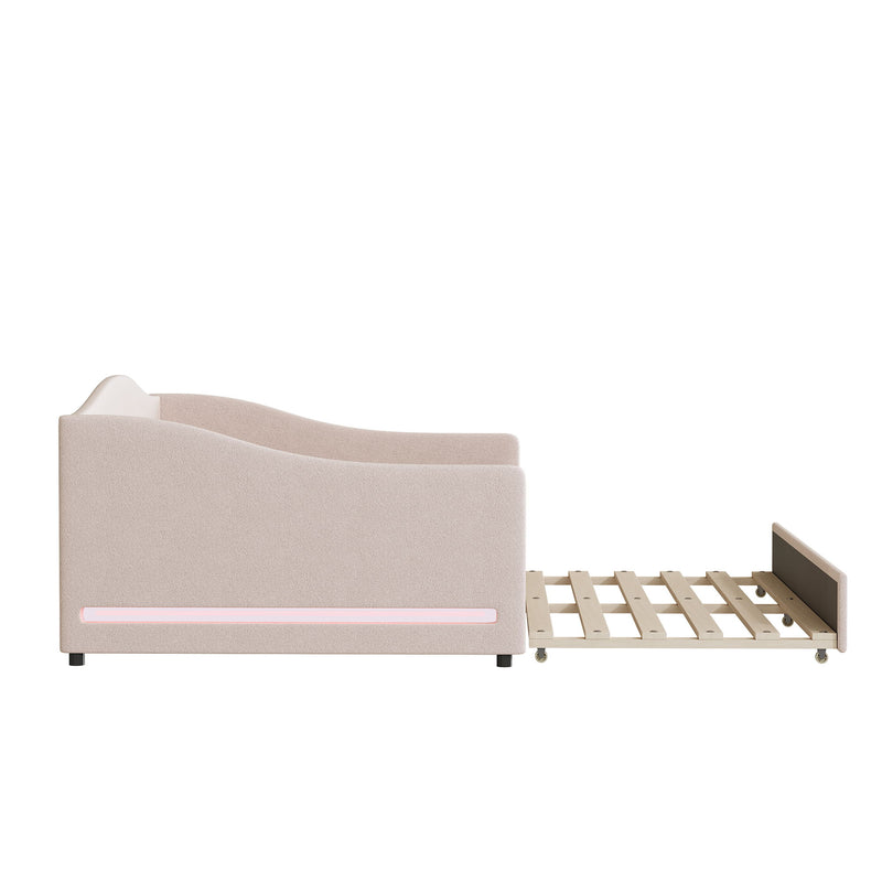 Upholstered Daybed With Light And Trundle