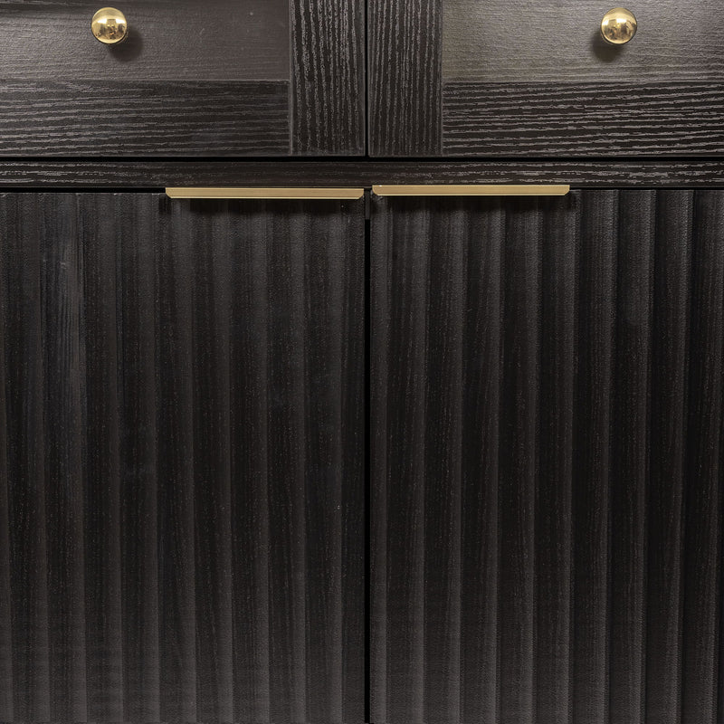 Fluted Tall Arched Pantry Cabinet With Adjustable Shelves