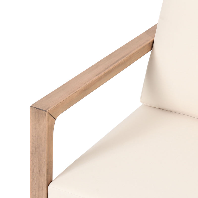 Outdoor Acacia Wood Patio Club Chair, Wood Patio Furniture, Waterproof Thick Cushion Deep Seating For Porch - Brown Wash / Beige