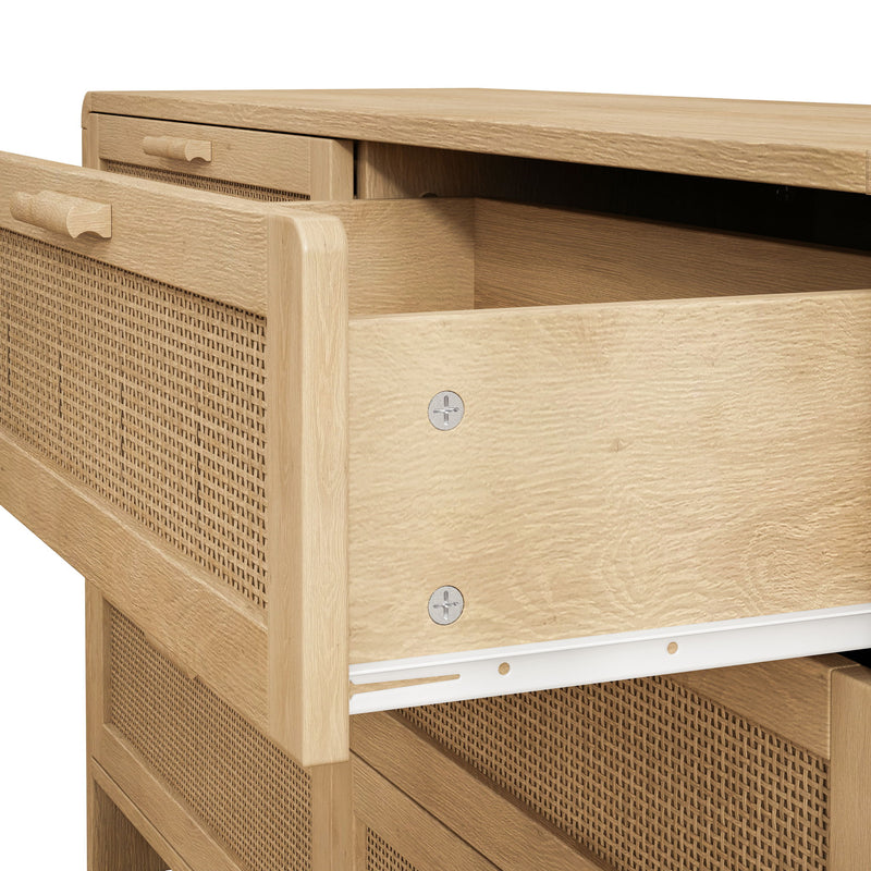 Modern Arc Shaped Corner Rattan Cabinet With 6 Drawers