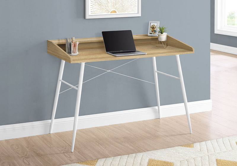 Computer Desk For Home Office, Laptop, Storage Shelves, Contemporary Versatile Placement - Natural