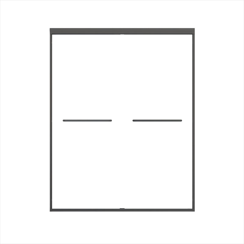 Double Sliding Shower Door, Semi-Frameless Bypass Bathroom Sliding Door With 1/4" (6 Mm) Tempered Glass For Walk-In Shower