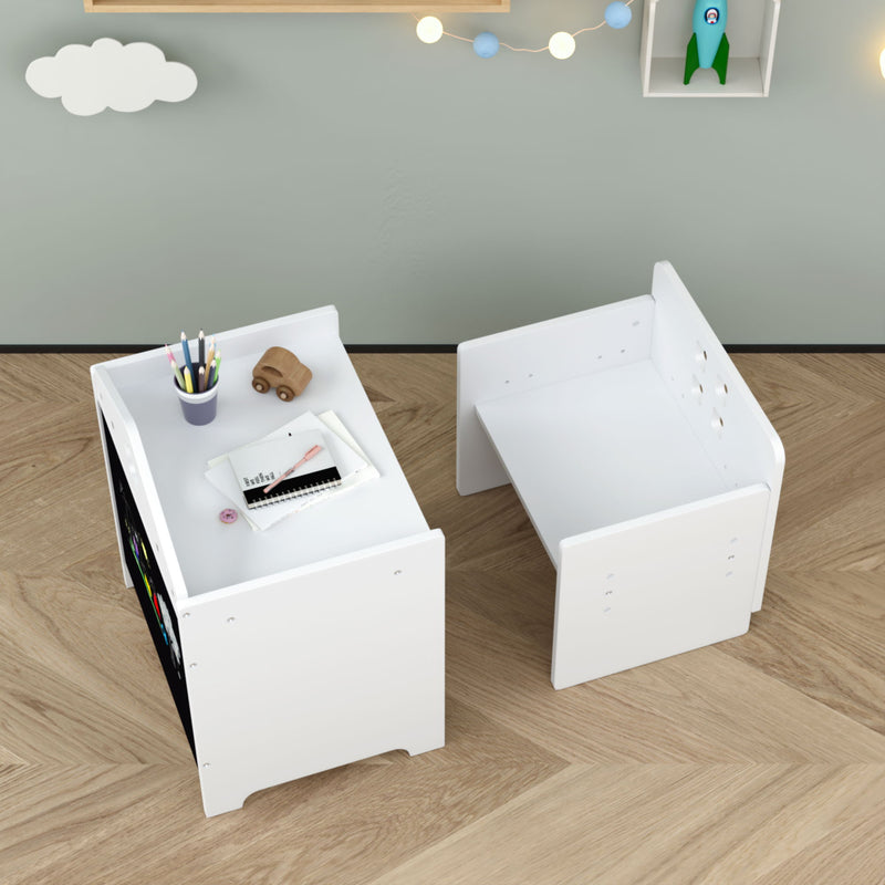 Montessori Weaning Table And Chair Set, Toddler Table With Adjustable Height - White