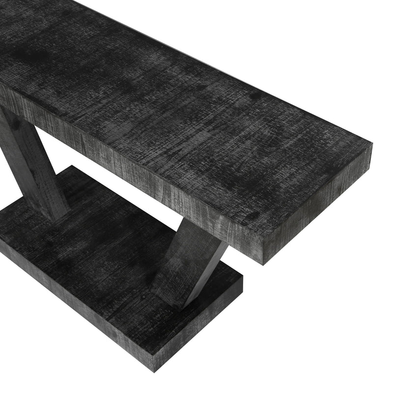 Vintage Distressed Wood Entryway Bench With 2 Tier Storage Cabinet