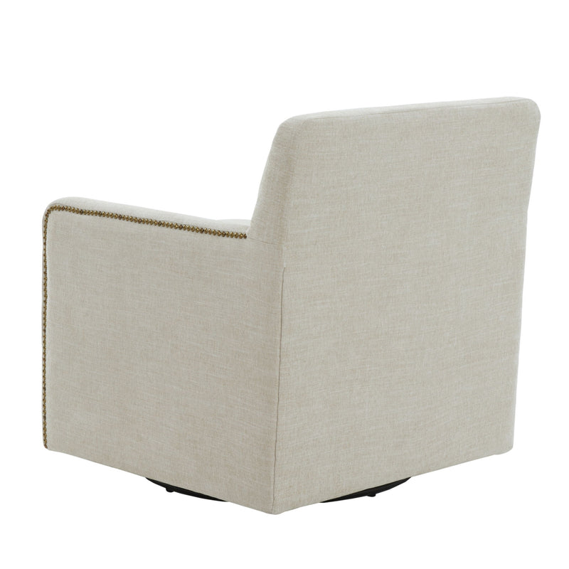 Tolland - Swivel Accent Chair With Antique Brass Nailhead Trim - Beige