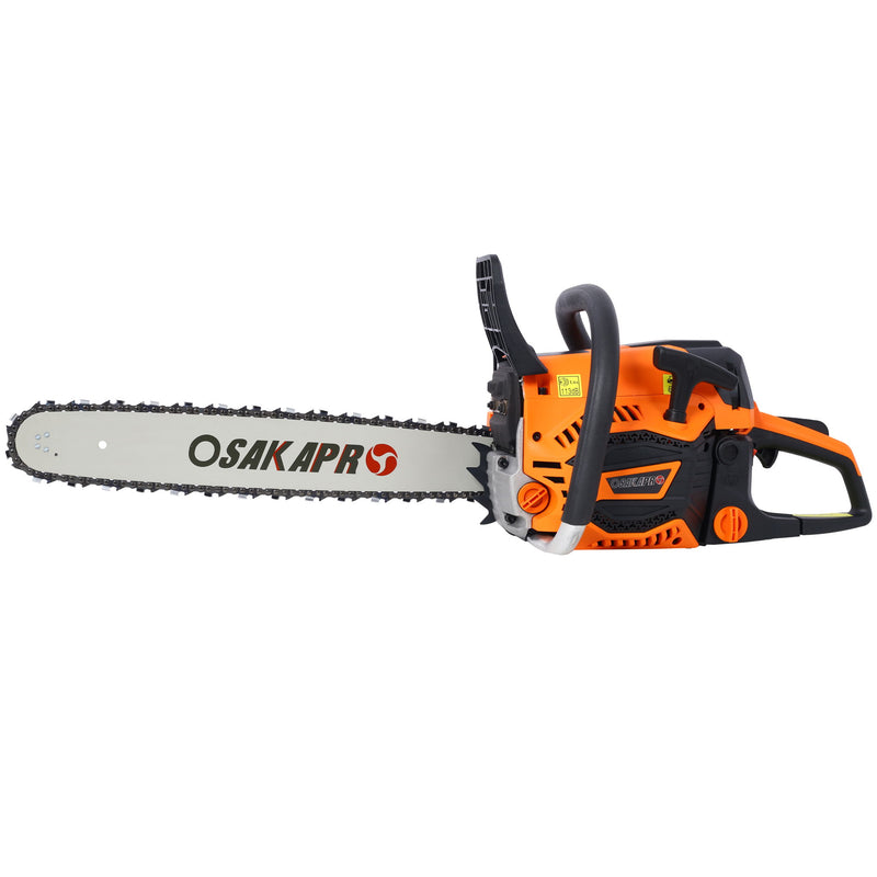 62Cc Gas Powered Chainsaw 20" 2 Cycle Petrol Handheld Chain Saw Epa Compliant Aluminium - Orange