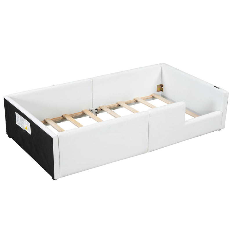 Platform Bed With Guardrail And Charging Station