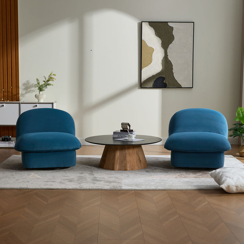 Pumpkin Shaped Swivel Accent Chair, 360 Degree Rotation For Living Room