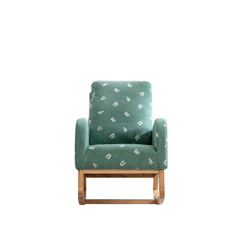 Modern Accent Rocker Armchair With Side Pocket, Upholstered High Back