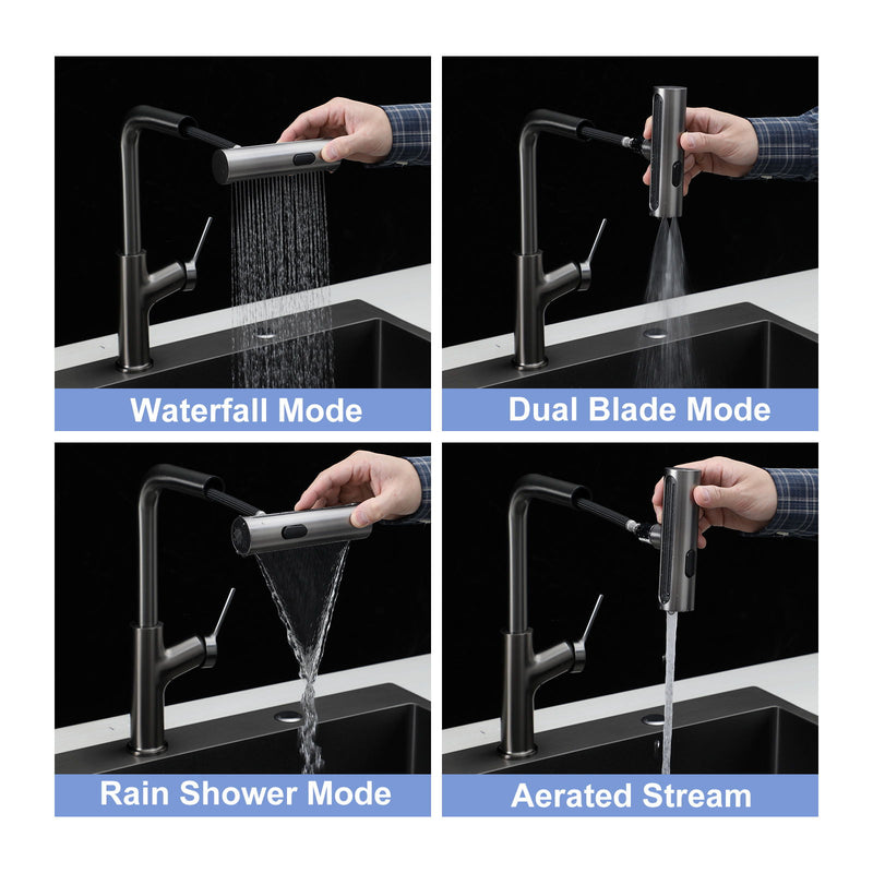 360° Pull Down Kitchen Faucet With 4 Spray Modes