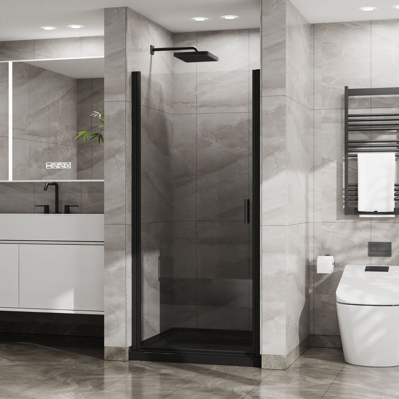 Pivot Shower Door, Tempered Glass, Semi Frameless