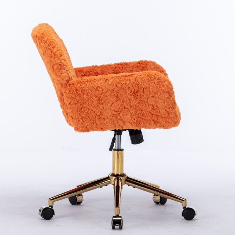 Office Chair, Artificial Rabbit Hair Home Office Chair With Metal Base, Adjustable Desk Chair Swivel Office Chair, Vanity Chair