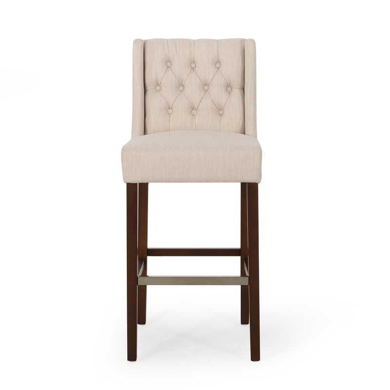 Solstara - Upholstered Dining Barstool With Button Tufted And Wing Back