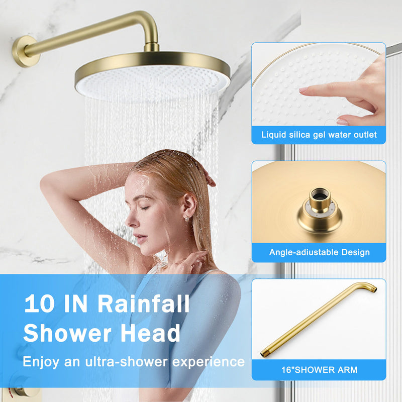 10" Shower System Set With Control Valve And Overhead Shower
