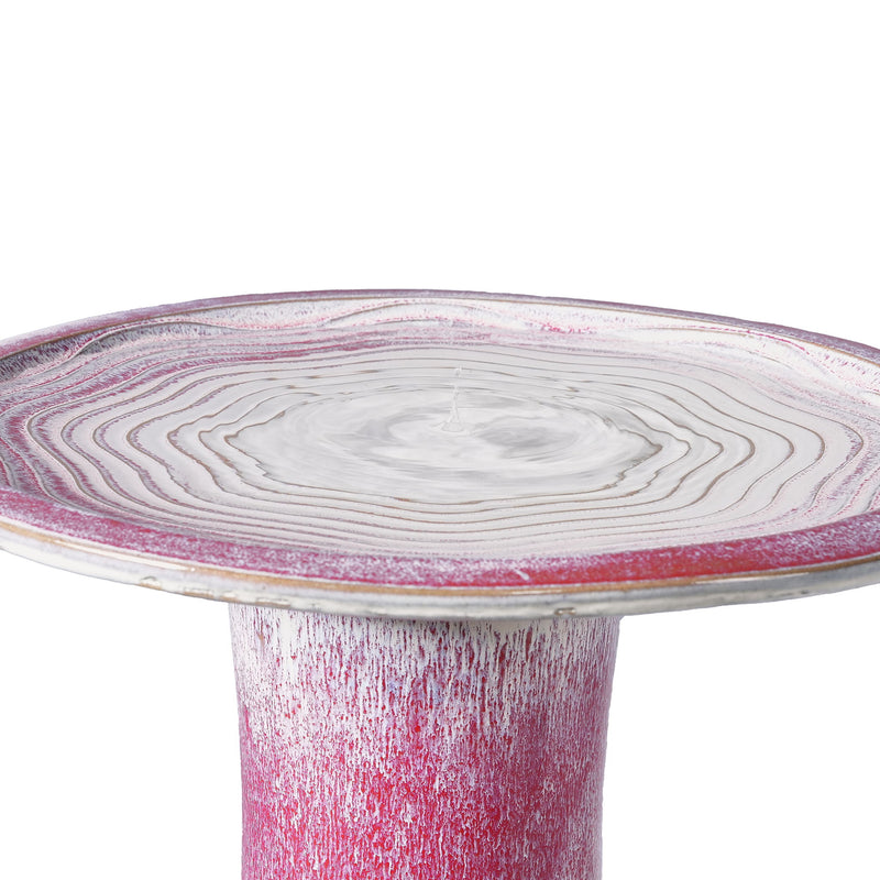 Birdbath For Patio, Garden - White / Pink