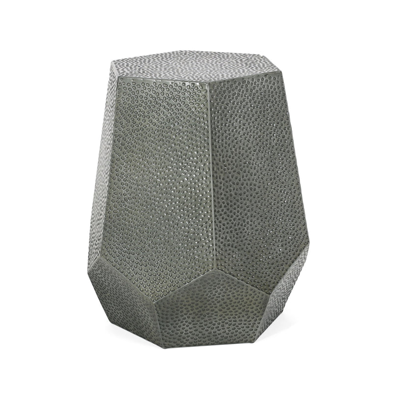 Modern Hammered Iron Geometric End Table