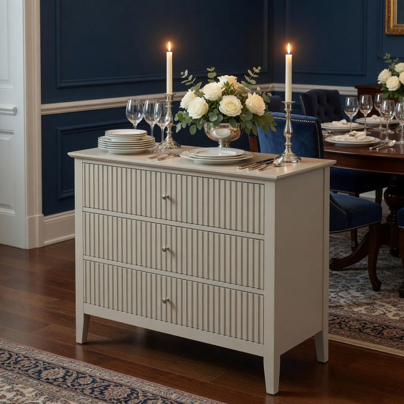 Fluted 3 Drawer Nightstand With Soft Close Slides