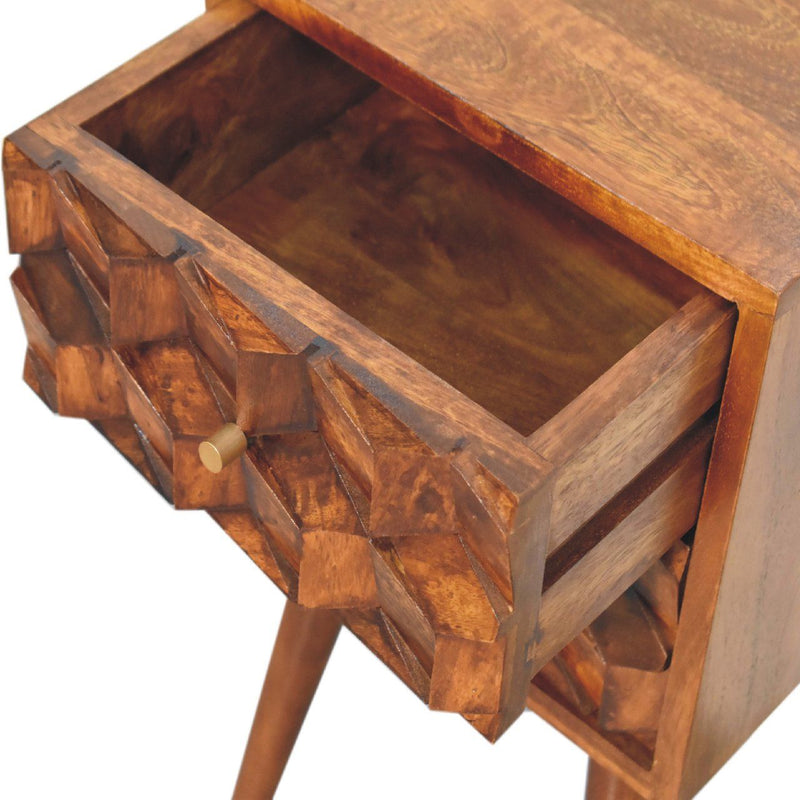 Mini Cube Carved 2 Drawer Nightstand