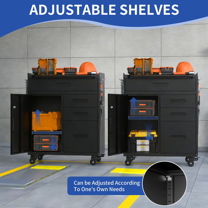 Rolling Tool Cabinet Heavy Duty Garage Storage With Lockable Doors