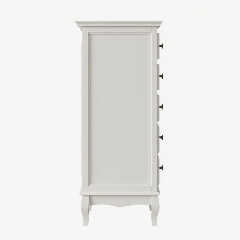 5 Drawer Tall Wide Chest Of Drawers - White